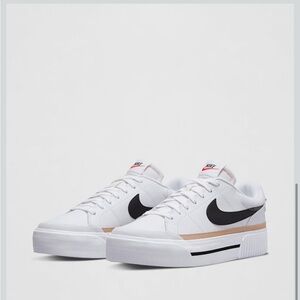 Nike Women’s Court Legacy Lift Sneakers New in Box White/Black/Hemp Team Orange